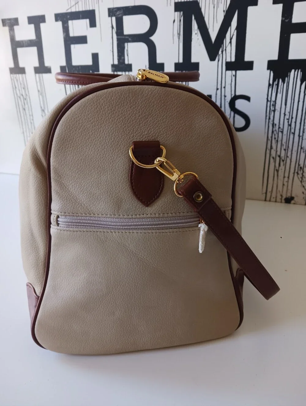 Pierre Balmain Leather Weekender Duffle , Travel Bag, Crossbody Bag